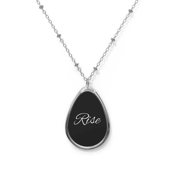 Rise Oval Necklace — Inspirational Engraved Pendant Jewelry