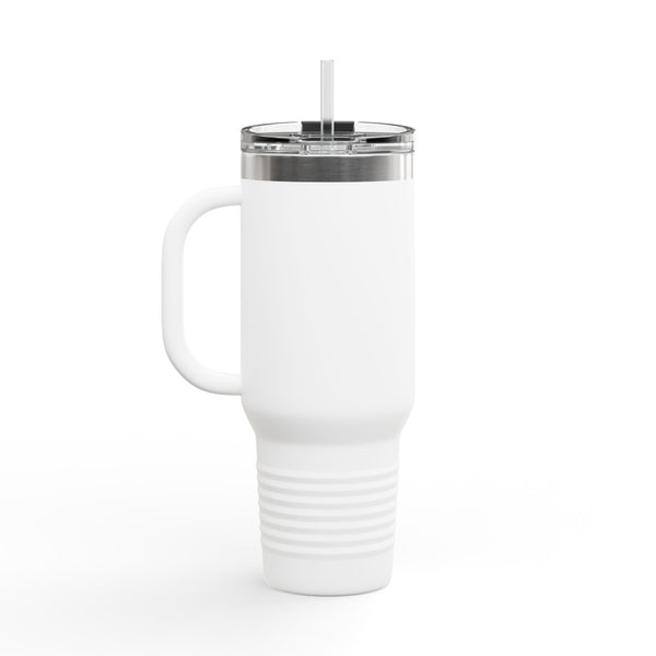 "Anxiety" 40oz Insulated Travel Mug — Script Steel Tumbler with Straw & Handle